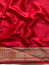Banarasee Chiffon Blend Saree Chunri Print Zari Border & Silk Blouse-Red