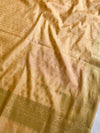 Banarasee Handwoven Semi-Silk Salwar Kameez Fabric With Zari Weaving Design-Blue & Beige