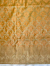 Banarasee Handwoven Semi-Silk Salwar Kameez Fabric With Zari Weaving Design-Yellow & Blue