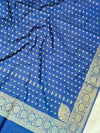 Banarasee Handwoven Semi-Silk Salwar Kameez Fabric With Zari Weaving Design-Yellow & Blue