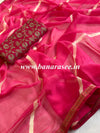 Banarasee Chiffon Blend Saree With Leheriya Work Zari Border & Brocade Blouse-Pink