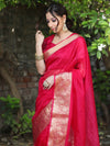 Banarasee Organza Mix Saree With Zari Border-Pink