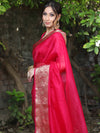 Banarasee Organza Mix Saree With Zari Border-Pink