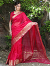 Banarasee Organza Mix Saree With Zari Border-Pink
