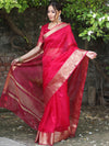 Banarasee Organza Mix Saree With Zari Border-Pink