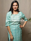 Banarasee Cotton Flex Printed Kurta With Pants-Green