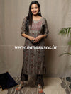 Banarasee Cotton Mix Printed Kurta With Pants-Grey