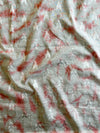 Banarasee Silver Zari Shibori Dyed Chanderi Salwar Kameez With Hand-Painted Dupatta-White & Peach