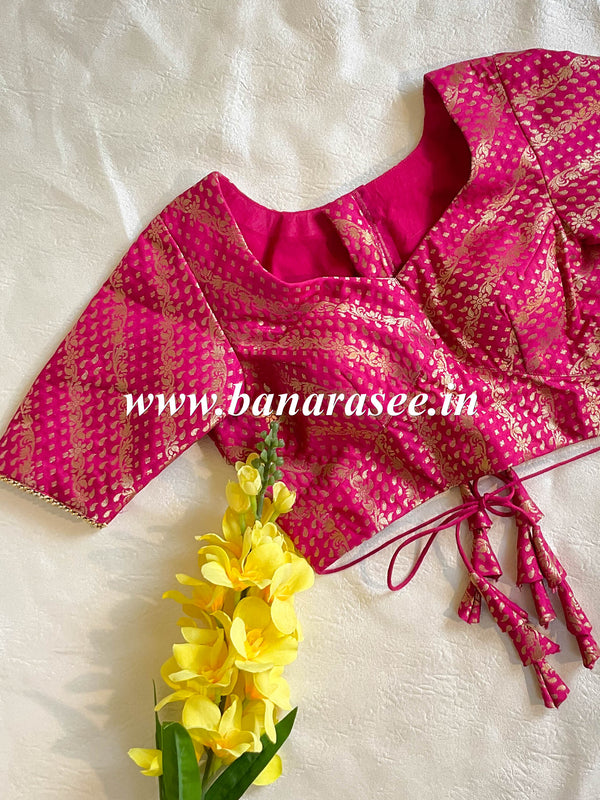 Banarasee Art Silk Fabric Blouse-Pink