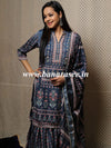 Banarasee Floral Printed Sequinned Kurta With Sharara & Dupatta-Blue