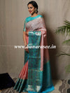 Banarasee Handwoven Semi Silk Saree With Meena Border Design-Peach & Green