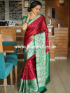 Banarasee Handwoven Semi Silk Saree With Meena Border Design-Maroon & Green