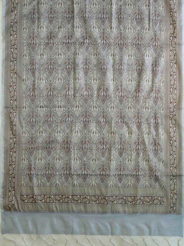 Banarasee Cotton Silk Plain Salwar Kameez Fabric With Resham Jaal Dupatta-Grey