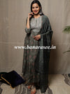 Banarasee Muslin Silk Kurta Pants With Dupatta Suit Set-Grey