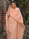 Banarasee Embroidered Linen Tissue Salwar Kameez With Dupatta-Peach
