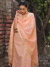 Banarasee Embroidered Linen Tissue Salwar Kameez With Dupatta-Peach