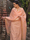 Banarasee Embroidered Linen Tissue Salwar Kameez With Dupatta-Peach