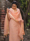 Banarasee Embroidered Linen Tissue Salwar Kameez With Dupatta-Peach