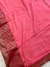 Banarasee Chiffon Blend Saree With Plain Body Zari Border & Brocade Blouse-Pink