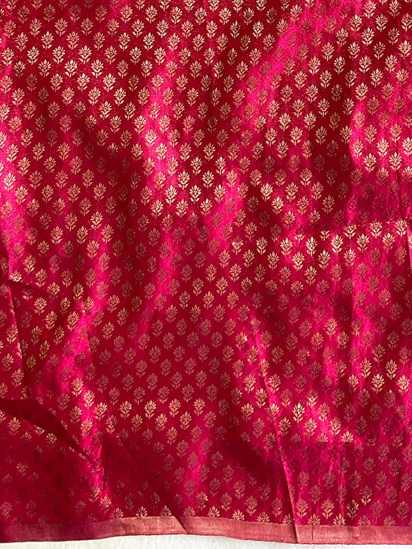 Banarasee Chiffon Blend Saree With Plain Body Zari Border & Brocade Blouse-Pink
