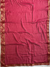 Banarasee Chiffon Blend Saree With Plain Body Zari Border & Printed Blouse-Red & Blue