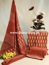 Handloom Mul Cotton Block Print Suit Set-Maroon