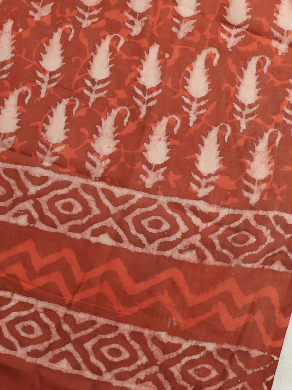 Handloom Mul Cotton Block Print Suit Set-Maroon