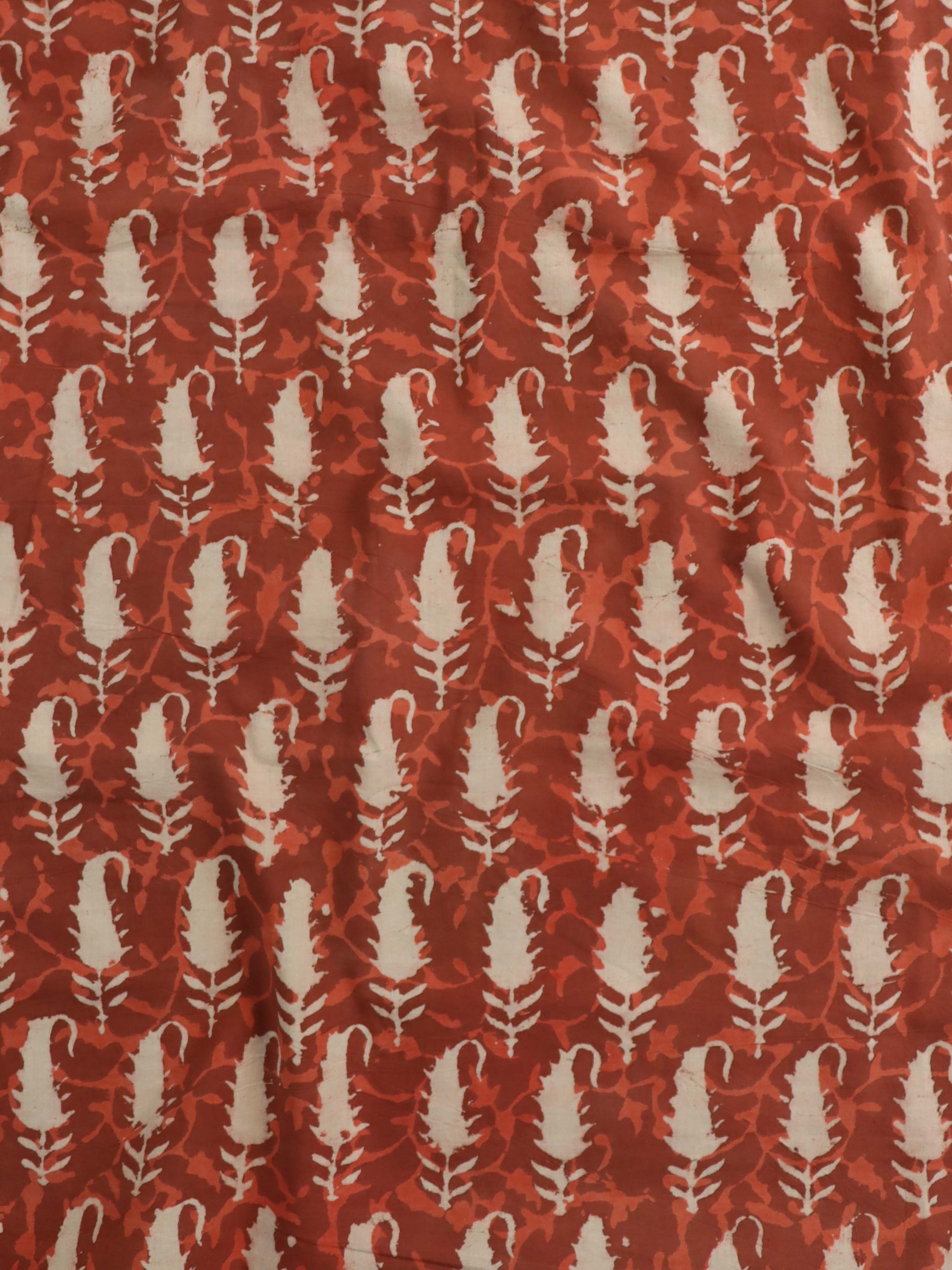 Handloom Mul Cotton Block Print Suit Set-Maroon