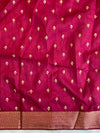 Banarasee Chiffon Blend Saree With Buti Work Zari Border & Brocade Blouse-Rose Pink & Red