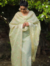 Banarasee Embroidered Linen Tissue Salwar Kameez With Dupatta-Pastel Green
