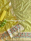 Banarasee Organza Zari & Meenakari Work Salwar Kameez Fabric With Dupatta-Yellow