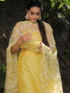 Banarasee Chanderi Cotton Embroidered Salwar Kameez Fabric With Organza Dupatta-Yellow