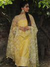 Banarasee Chanderi Cotton Embroidered Salwar Kameez Fabric With Organza Dupatta-Yellow