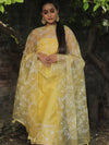Banarasee Chanderi Cotton Embroidered Salwar Kameez Fabric With Organza Dupatta-Yellow