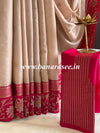 Banarasee Silk Blend Saree With Woven Zari Border & Contrast Blouse-Rose Pink