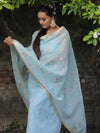 Banarasee Embroidered Linen Tissue Salwar Kameez With Dupatta-Pastel Blue