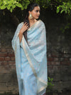 Banarasee Embroidered Linen Tissue Salwar Kameez With Dupatta-Pastel Blue