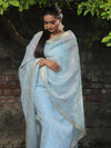 Banarasee Embroidered Linen Tissue Salwar Kameez With Dupatta-Pastel Blue