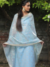 Banarasee Embroidered Linen Tissue Salwar Kameez With Dupatta-Pastel Blue