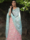 Banarasee Chanderi Cotton Embroidered Salwar Kameez Fabric With Dupatta-Pink & Blue