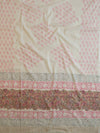 Handloom Mul Cotton Block Print Suit Set-White & Light Brown