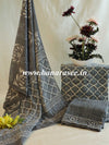 Handloom Mul Cotton Block Print Suit Set-Grey