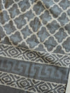 Handloom Mul Cotton Block Print Suit Set-Grey