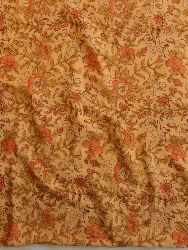Handloom Mul Cotton Block Print Suit Set-Peach
