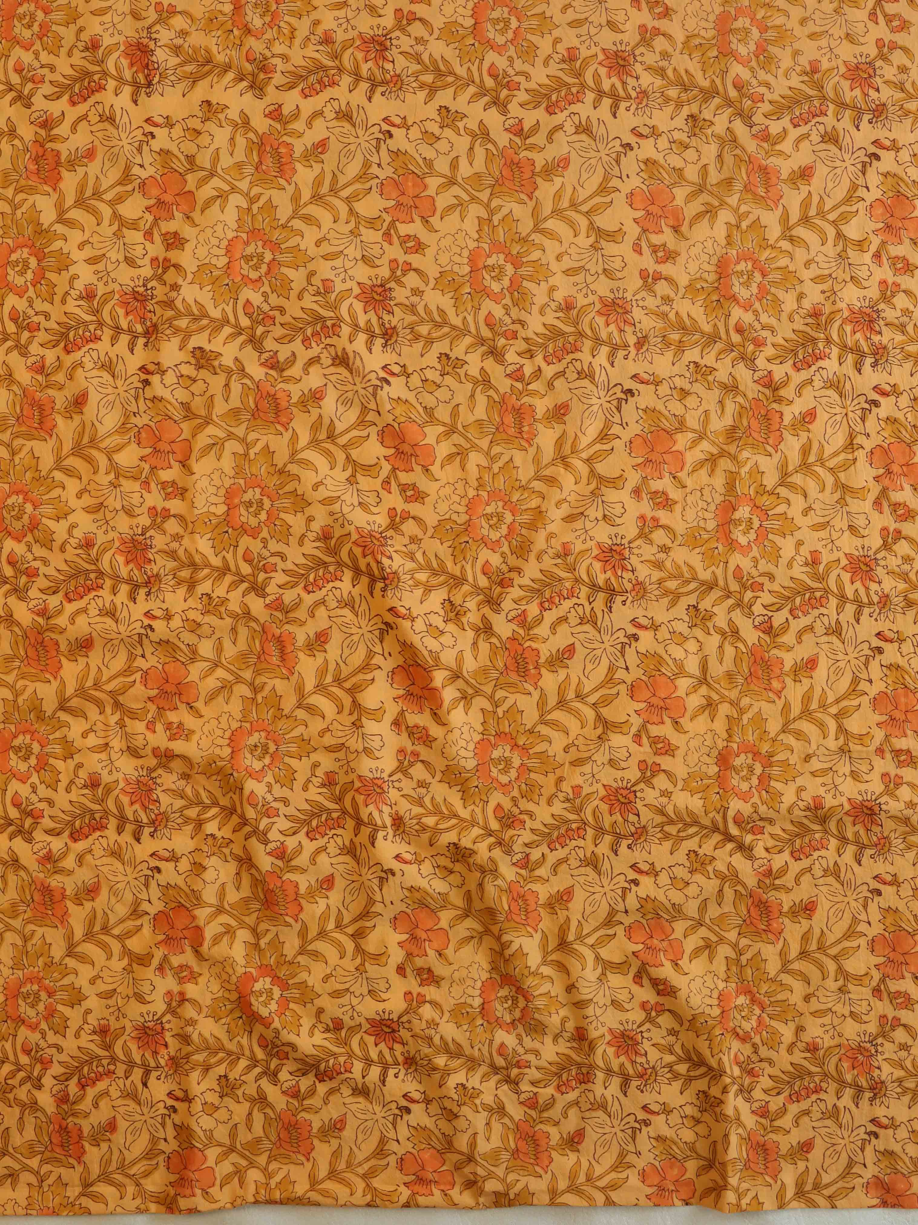 Handloom Mul Cotton Block Print Suit Set-Peach