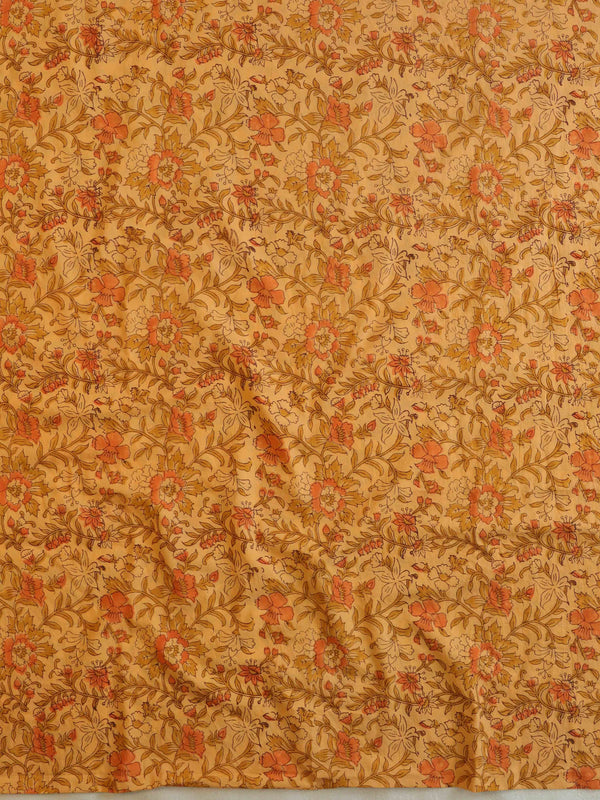 Handloom Mul Cotton Block Print Suit Set-Peach
