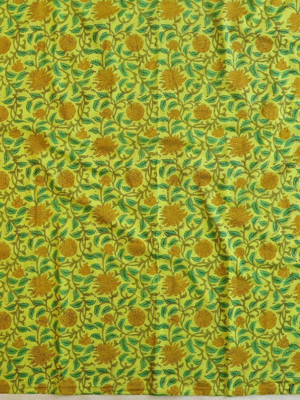 Handloom Mul Cotton Block Print Suit Set-Green & Blue