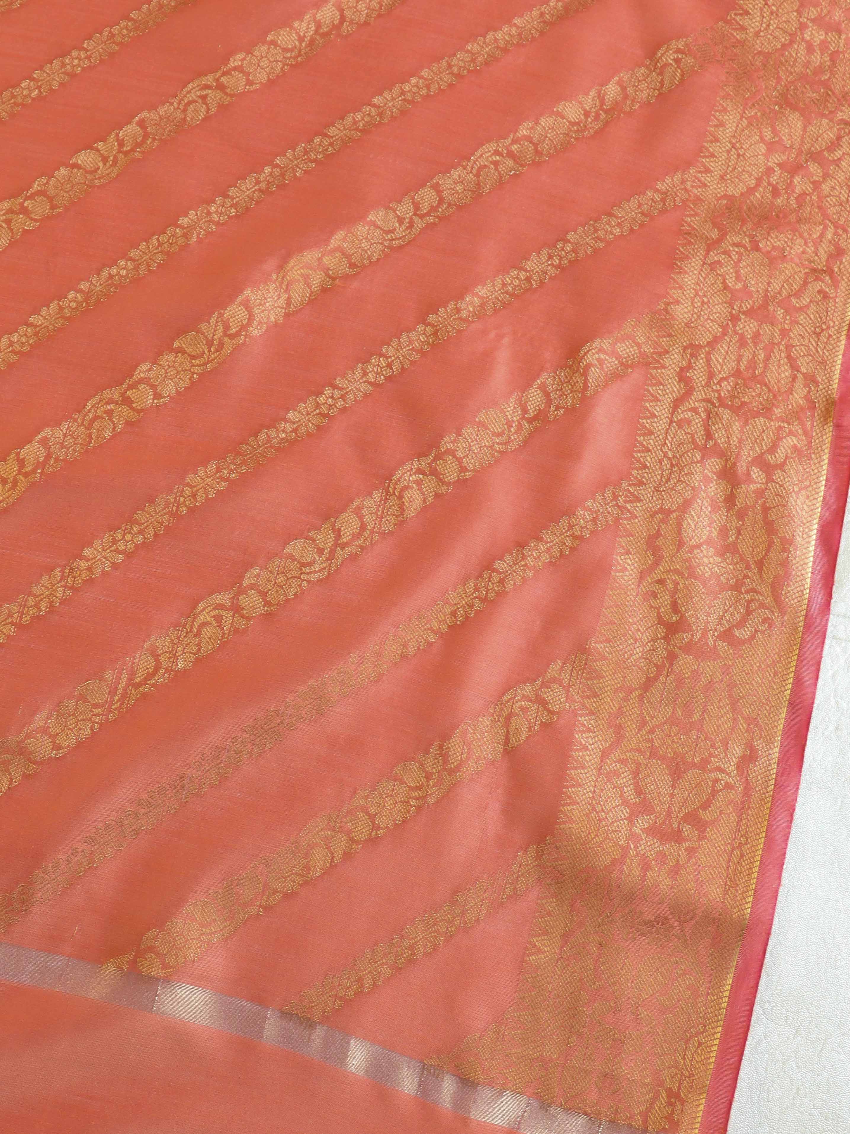 Banarasee Cotton Silk Salwar Kameez Fabric & Dupatta-Peach