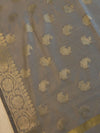 Banarasee Cotton Silk Salwar Kameez Fabric & Dupatta-Grey & Blue