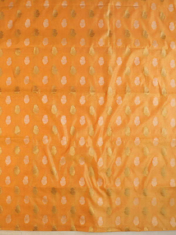 Banarasee Cotton Silk Salwar Kameez Fabric & Dupatta-Yellow & Pink